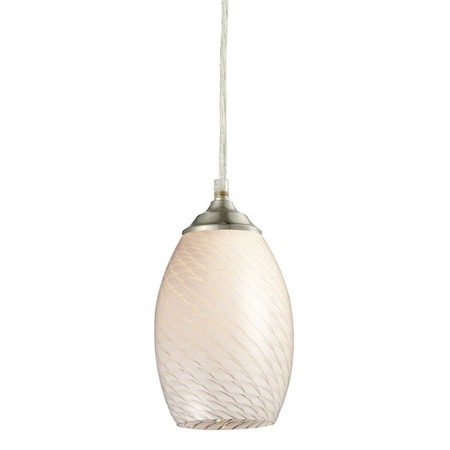 Z-Lite Jazz 1 Light Mini Pendant, Brushed Nickel & White 131W-BN